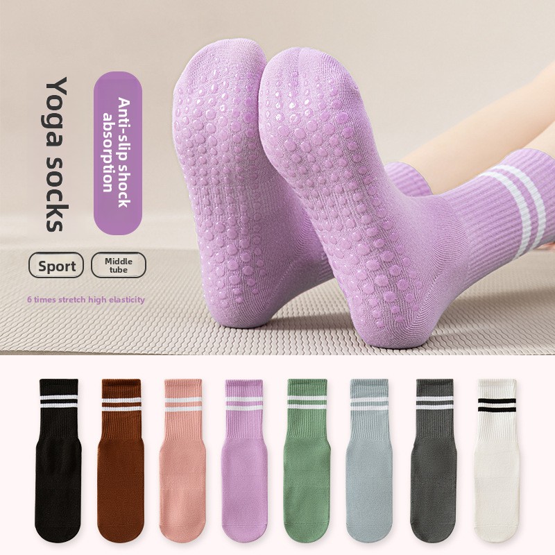 Medias Para Pilates Y Yoga - Calcetines de media pantorrilla con doble